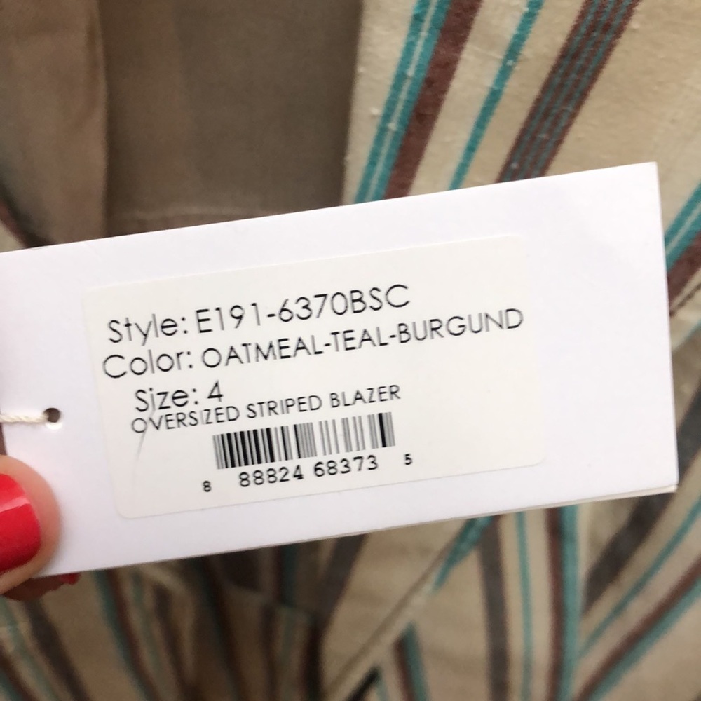 Striped one button blazer - Picture 3 of 9